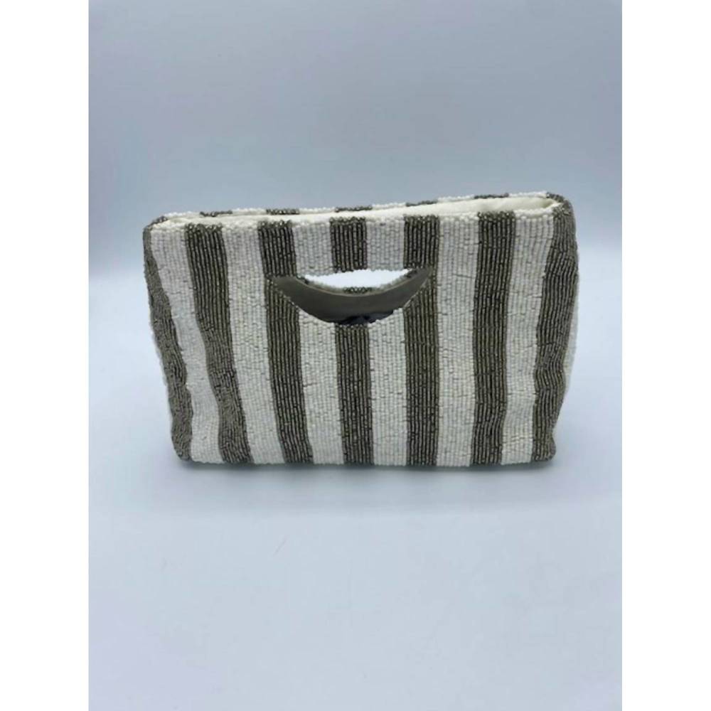 NEW TIANA floria cutout handle clutch in ivory/pewter